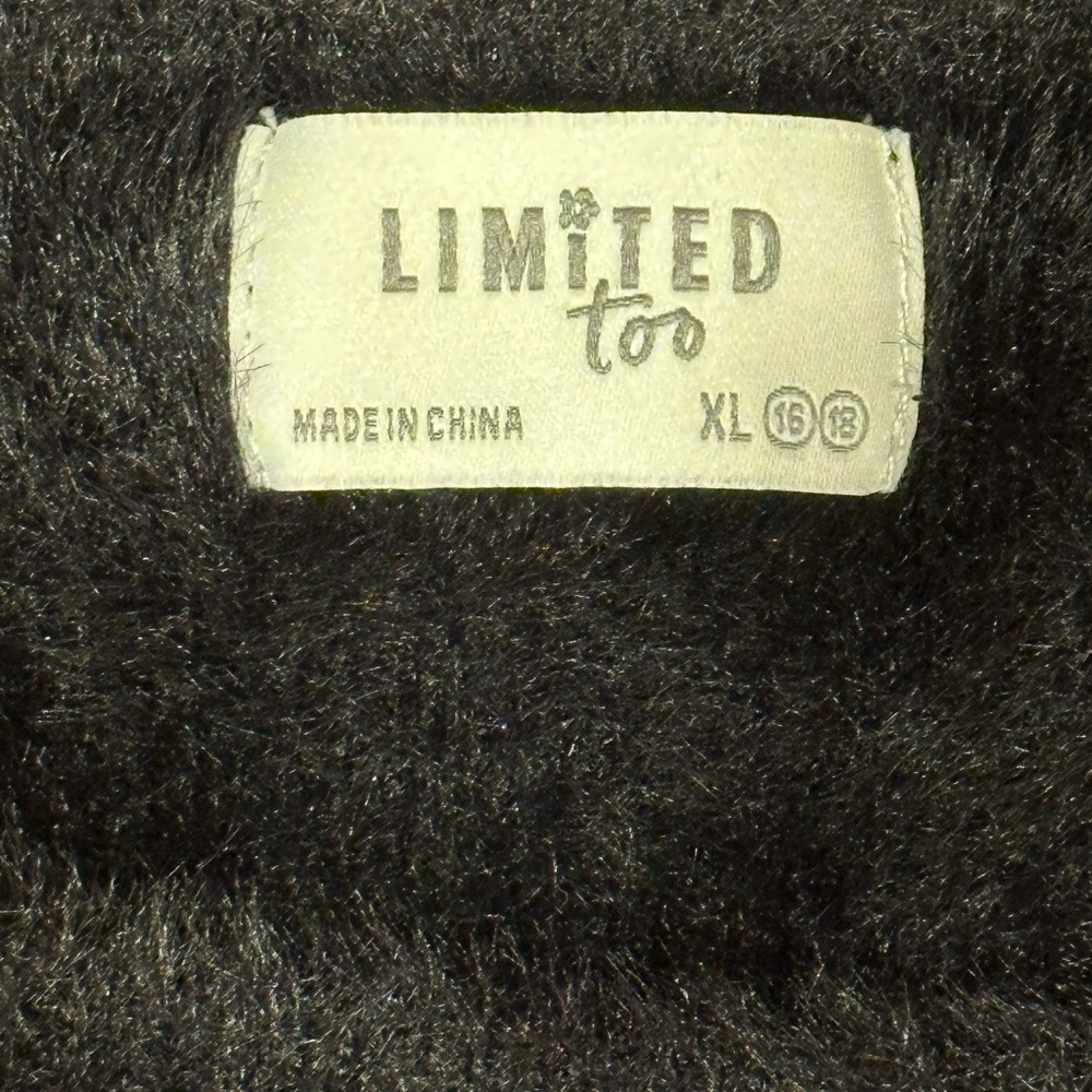 Limited Too Black Fuzzy eyelash knit Sweater. Size XL - Picture 2 of 6